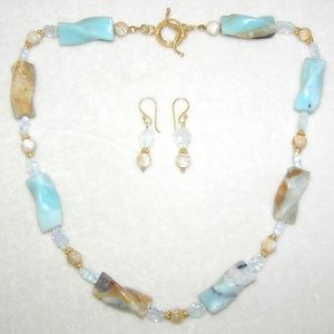 Amazonite, MOP & Blue Quartz Necklace Set